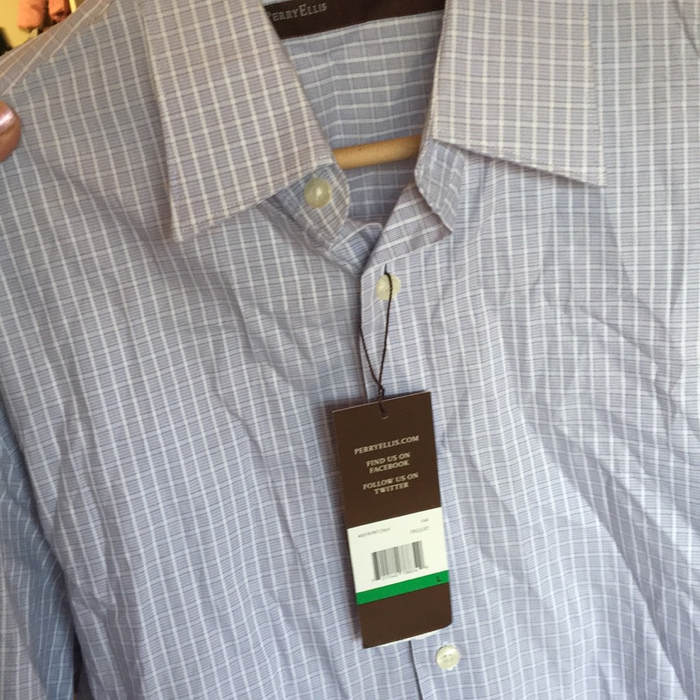😎 NWT Men’s Perry Ellis dress shirt size L - Picture 4 of 6